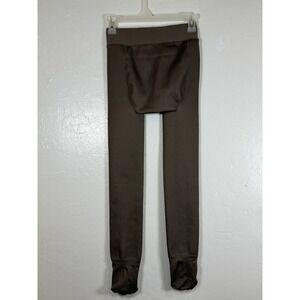 Fleece Lined Leggings Brown High Waisted Thermal Stirrup Tights Womens ML